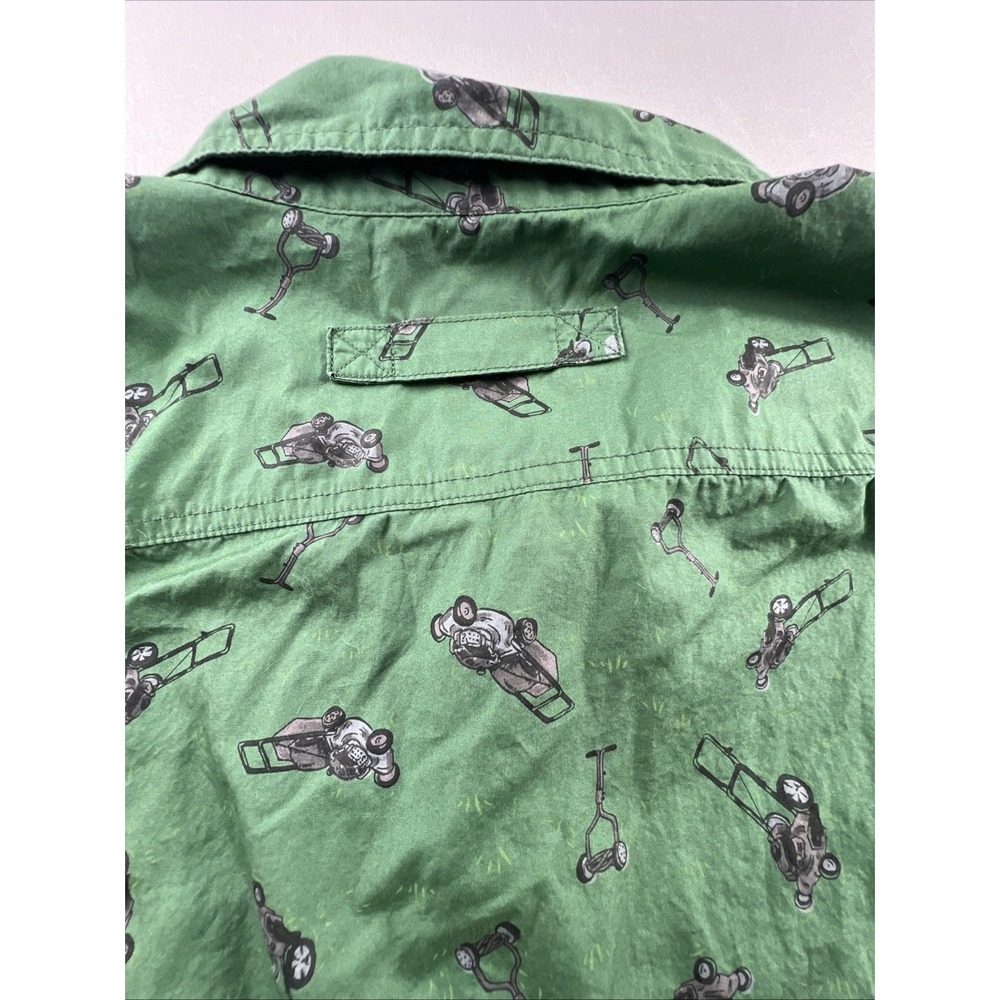 Duluth Trading Shirt Mens XXL 2XL Green Untucked Lawn Mower Print See All Pics - Picture 12 of 15